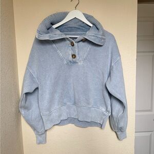 aerie Light Blue Cowl-Neck Pullover Sweater